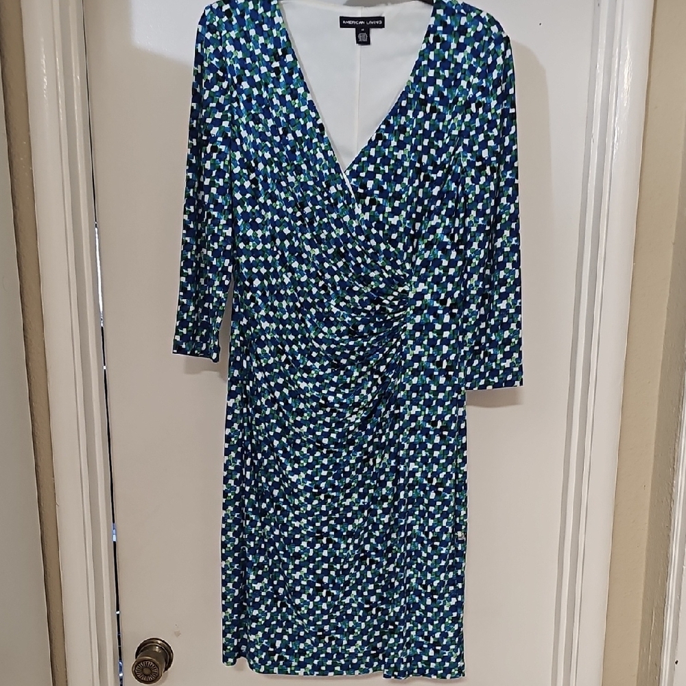 2 For $20--American Living 3/4 Sleeve Dress in Blue and Green